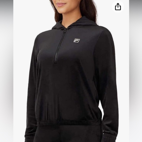 Fila Sport Black Velvet Quarter Zip Hoodie Sz. L - Picture 2 of 12